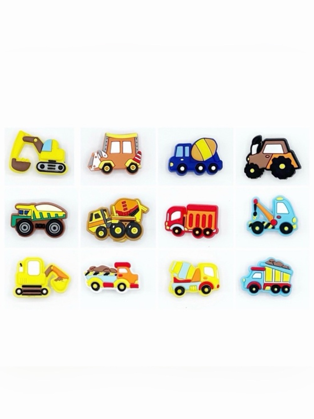 12 Pieces Construction Trucks Shoe Charms For Croc Shoes Tractor Truck